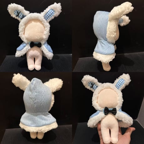【10cmぬい服】もこもこケープ 3種（チェック柄・うさ耳）