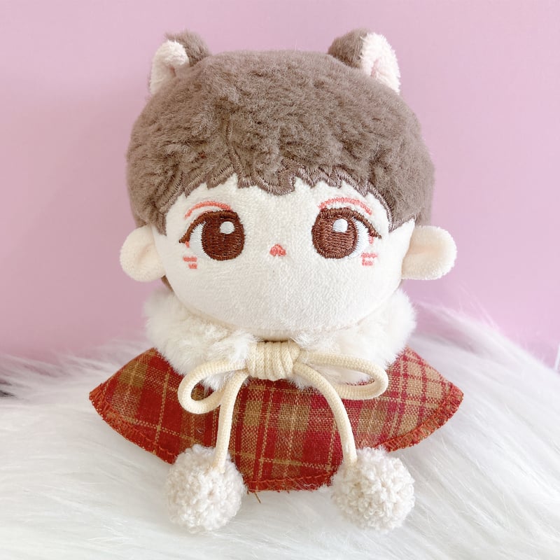 ぬい服】ぬいぐるみ用 チェック柄のファー付きケープ 10cm用 | G.triGer