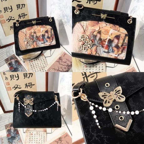 【呜咚小铺】蝶飾り付き痛バッグ【推し活グッズ】