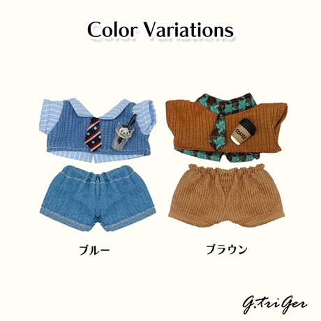 ぬい服　ネクタイ付きシャツ&パンツセット　10cm用【推し活グッズ】