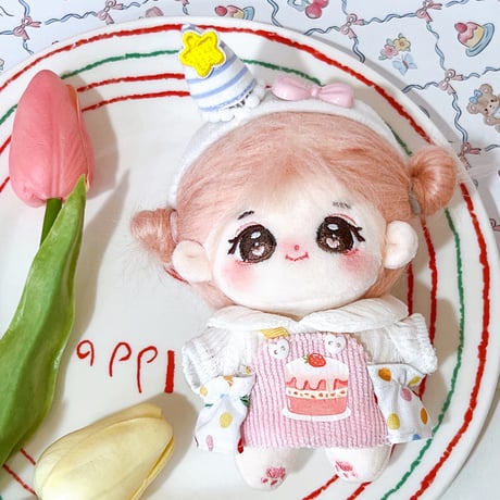 【ぬい服】ぬいぐるみ用着ぐるみ【ケーキ】 ( シャツ・エプロン・ヘッドドレスセット ) 10~15cm 用【推し活グッズ】