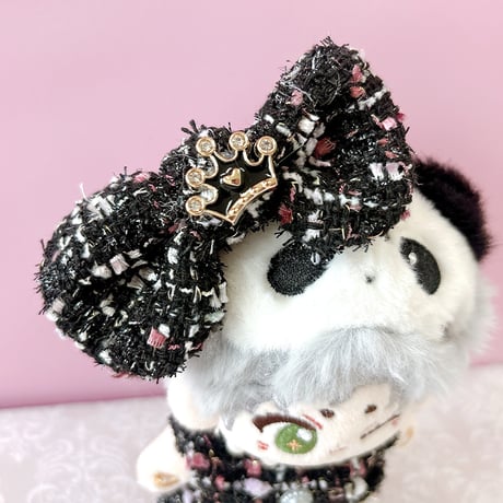ぬい服　ツイードぬい服【ワンピース・リボン2点セット】10~15cm用【推し活グッズ】