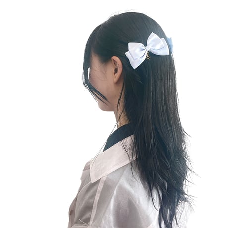 星チャーム付きリボンクリップ 2個セット【推し活グッズ・ヘアメ・参戦ヘア・地雷系・量産型】