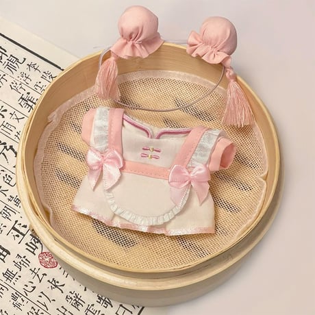 【ぬい服】 ぬいぐるみ用チャイナエプロン&ヘッドドレスセット 10cm~15 用【推し活グッズ】