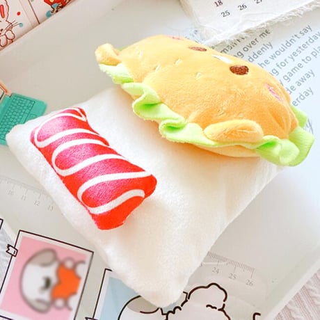 【ぬい服】ぬいぐるみ用ふわふわお布団 【ハンバーガー・目玉焼き】10〜15cm 用【推し活グッズ】