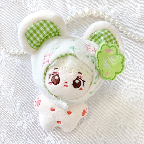 【ぬい服】ぬいぐるみ用クローバー付き着ぐるみキャップ【10cm用】【推し活グッズ】