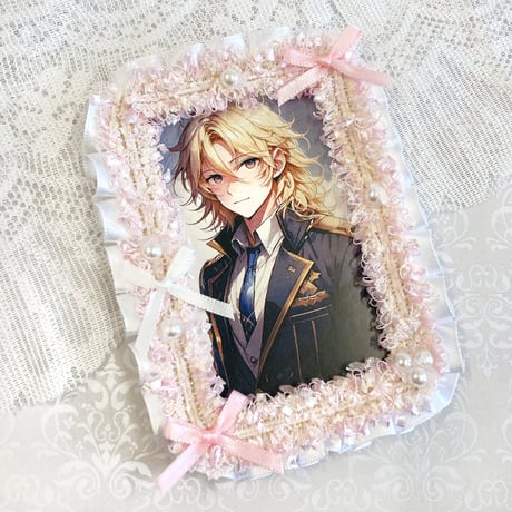 【推し活グッズ】パール&リボン付きツイードトレカケース