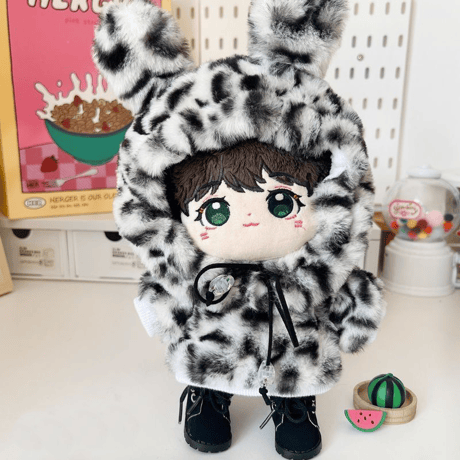 【ぬい服】ぬいぐるみ用ヒョウ柄パーカー/15~20cm用
