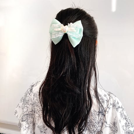 ハート付きパステルカラーリボンクリップ【推し活グッズ・ヘアメ・参戦ヘア・地雷系・量産型】