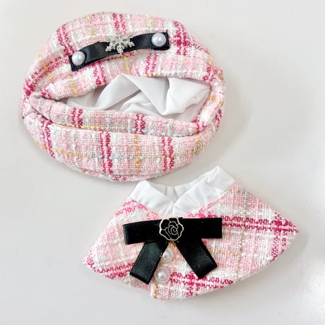 ぬい服　ツイード  ベレー帽&ケープ 10cm用【推し活グッズ】