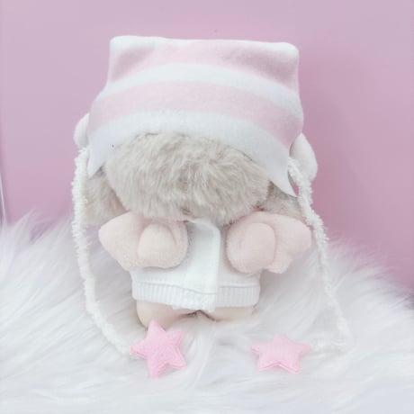 ぬい服　猫耳ニット帽&羽付きスウェットセット　10cm用【推し活グッズ】