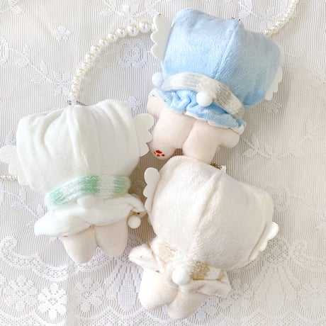 【ぬい服】ぬいぐるみ用羽付き猫耳ニット帽&マフラーセット　10cm用【推し活グッズ】