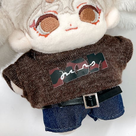 【ぬい服】グラフィックTシャツ&パンツ&ベルトセット　10cmぬいぐるみ用