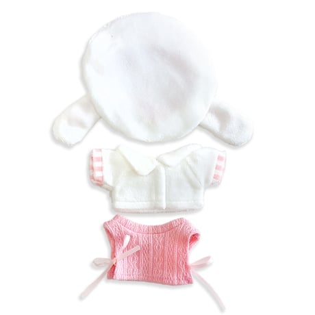 【ぬい服】耳付きベレー帽&シャツ&ベストセット  10cm用