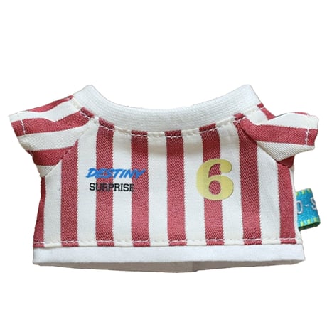【ぬい服】サッカーユニフォーム風ストライプシャツ 10cm用