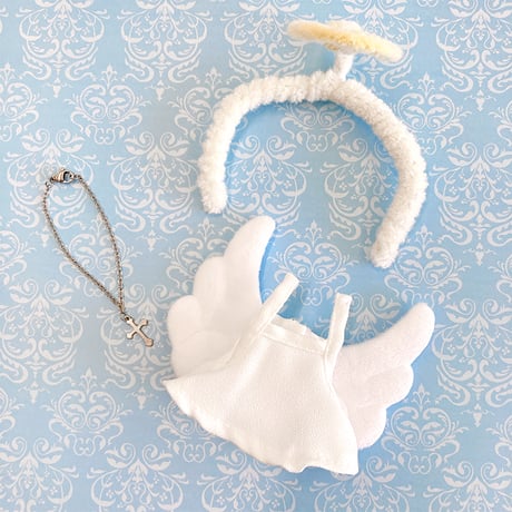【ぬい服】天使の輪&羽付きワンピース　10cm用【推し活グッズ】
