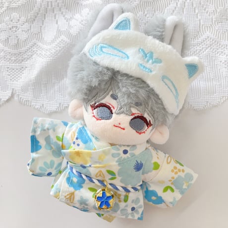 【ぬい服】和装セット(浴衣&帯&狐面セット)　10cmぬいぐるみ用