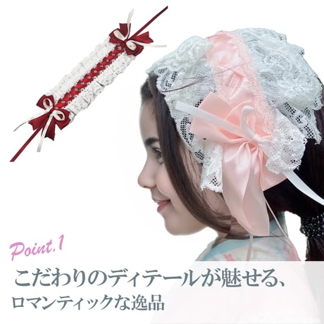 クリップ付きレースアップヘッドドレス　【コスプレ、痛バッグリボン】