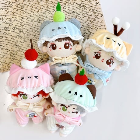 【ぬい服】ぬいぐるみ用フリル帽子&シャツセット【10cm用】【推し活グッズ】