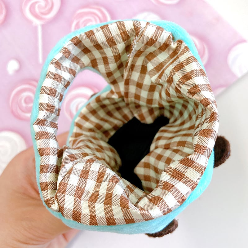 ぬい服】ぬいぐるみ用着ぐるみキャップ チョコミント 10cm用