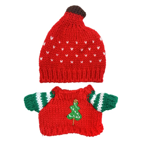 【ぬい服】クリスマスセーター&ニット帽セット　10cm用