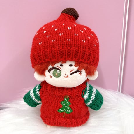 【ぬい服】クリスマスセーター&ニット帽セット　10cm用