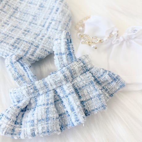 【ぬい服】 ツイードぬい服【10~15cm用】 ワンピース・シャツ・ベレー帽・ネックレス 4点セット【推し活グッズ】