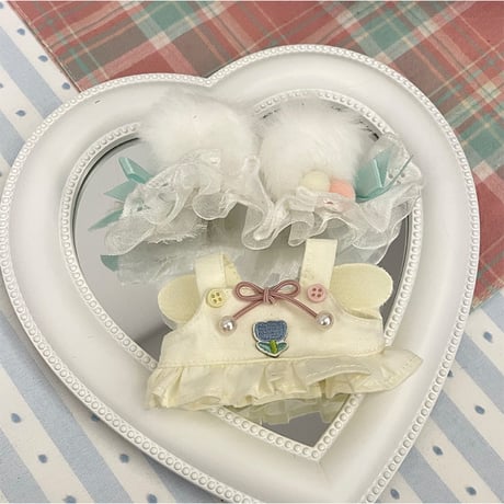 【ぬい服】ぬいぐるみ用羽付きワンピース&ふわふわうさ耳ヘッドバンドセット(10cm用)【推し活グッズ】