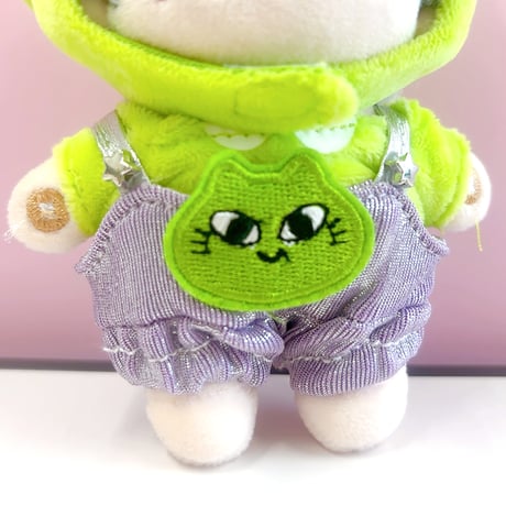 【ぬい服】着ぐるみキャップ&シャツ&サロペットセット【宇宙人】 10cm用