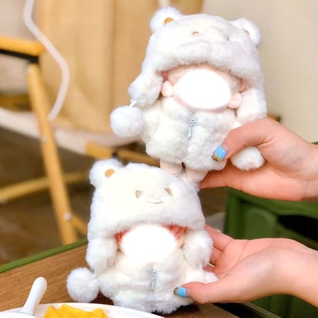 【ぬい服】ぬいぐるみ用もこもこくま着ぐるみ　10cm用【推し活グッズ】