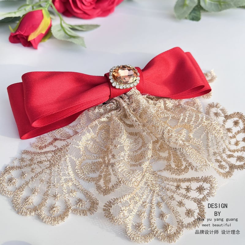 姫GAL♡姫系♡レースリボンバレッタ 姫ギャル風】リボンバレッタ アクセサリー ハンドメイド 平成