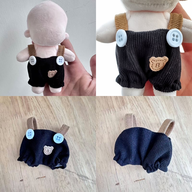 重ね着も可愛い！ ぬいぐるみ用 2トーン・サロペット 10cm〜13cm ぬい