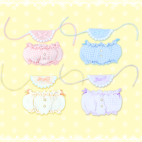 【ぬい服】ぬいぐるみ用かぼちゃ パンツ&よだれかけセット 【15〜20cm 用】【推し活グッズ】