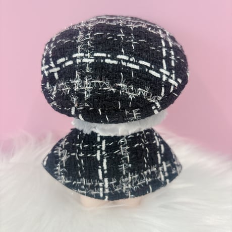 ぬい服　ツイード  ベレー帽&ケープ 10cm用【推し活グッズ】