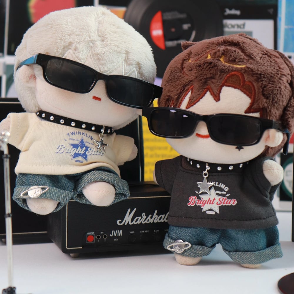ぬい服】グラフィックTシャツ&ジーパン&チョーカー&サングラスセット