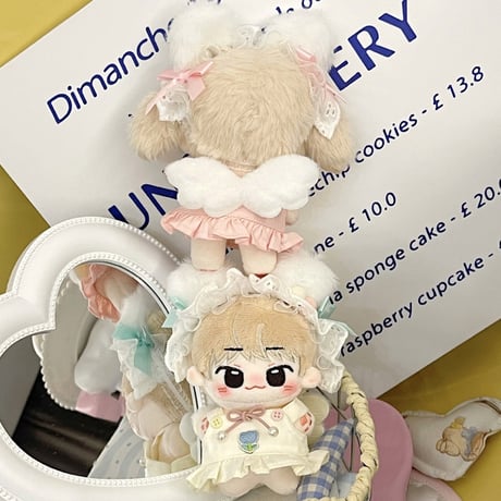 【ぬい服】ぬいぐるみ用羽付きワンピース&ふわふわうさ耳ヘッドバンドセット(10cm用)【推し活グッズ】