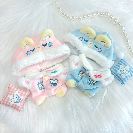 【ぬい服】ぬいぐるみ用もこもこくま耳パジャマ(10cm用)【推し活グッズ】