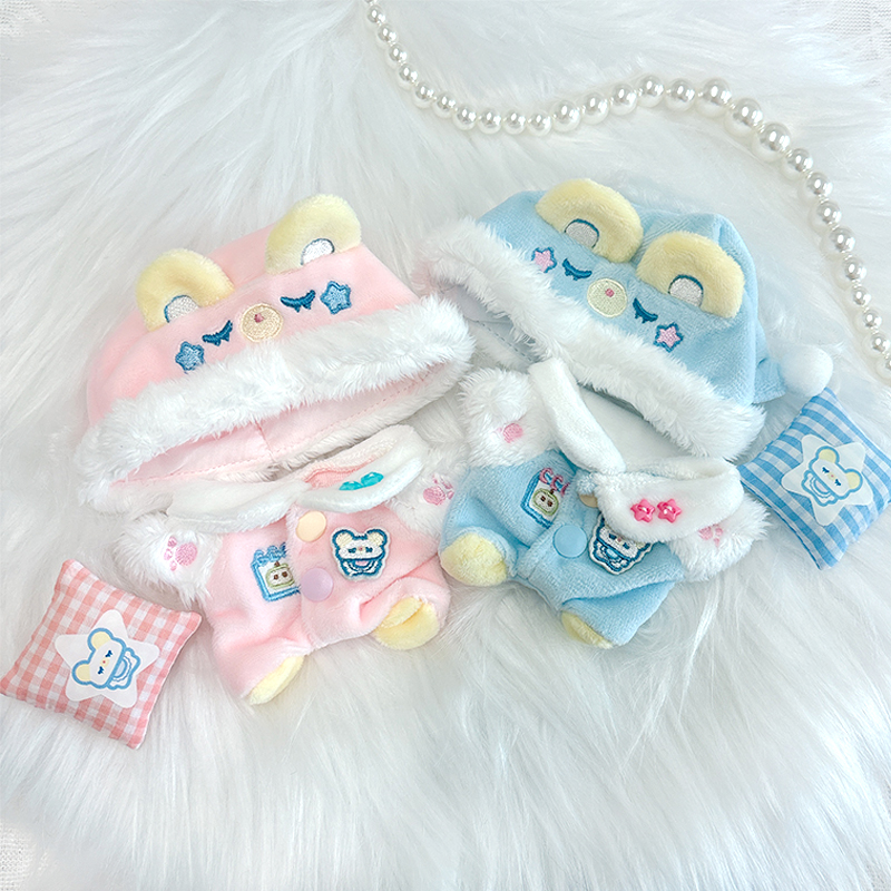ぬい服】ぬいぐるみ用もこもこくま耳パジャマ(10cm用)【推し活 ぬい服】ぬいぐるみ用もこもこくま耳パジャマ(10cm用)【推し活