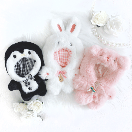 【ぬい服】ぬいぐるみ用着ぐるみ(ペンギン・うさぎ・ブタ)/10cm用 もこもこ