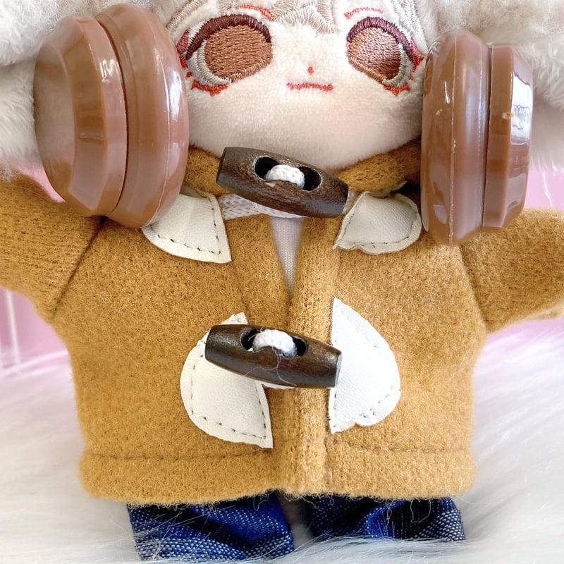 ぬい服】ダッフルコート&ボーダーシャツ&パンツ&ヘッドホンセット 10cm