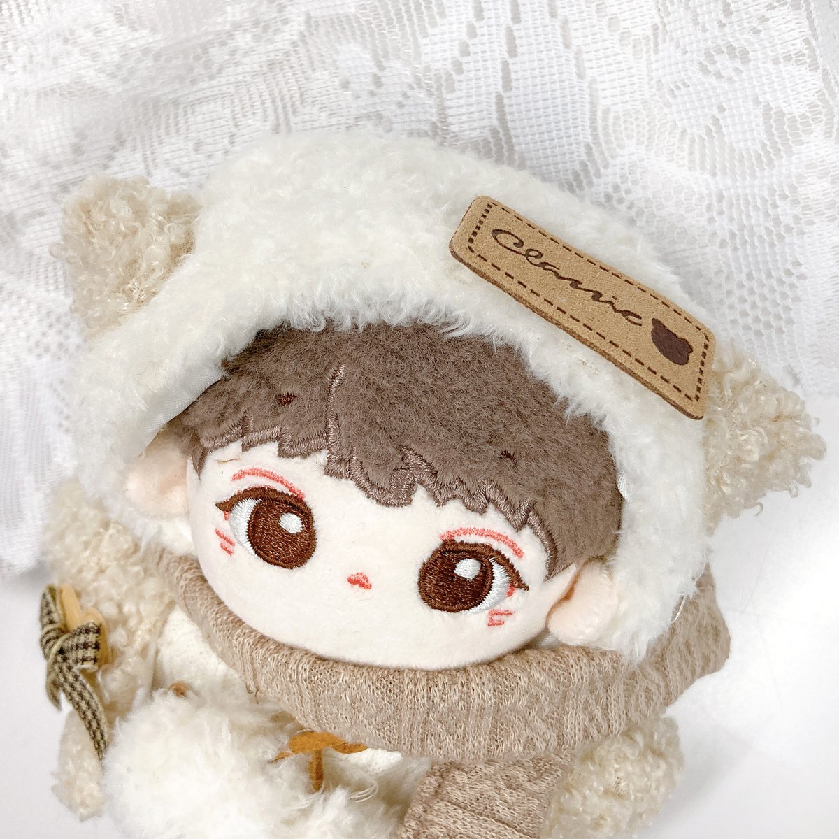 ぬい服】猫耳ヘッドドレス&マフラー&トップス&アウターセット 10cm