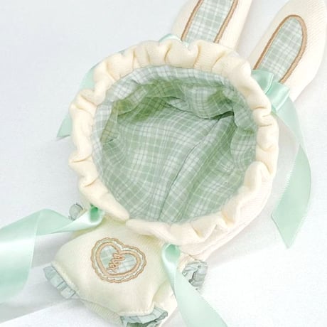 【ぬい服】タータンチェックうさ耳着ぐるみ【10cm用】【推し活グッズ】