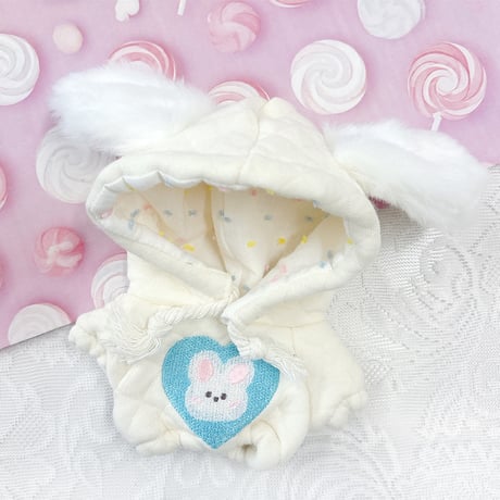 【ぬい服】ぬいぐるみ用うさ耳パーカー(15cm用)
