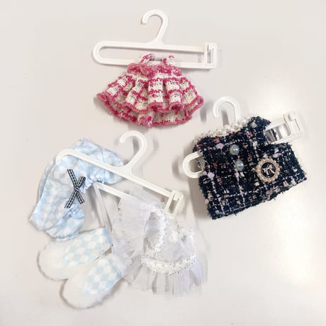 【ぬい服】ぬいぐるみ用ハンガー10個&ラックセット　10cm用