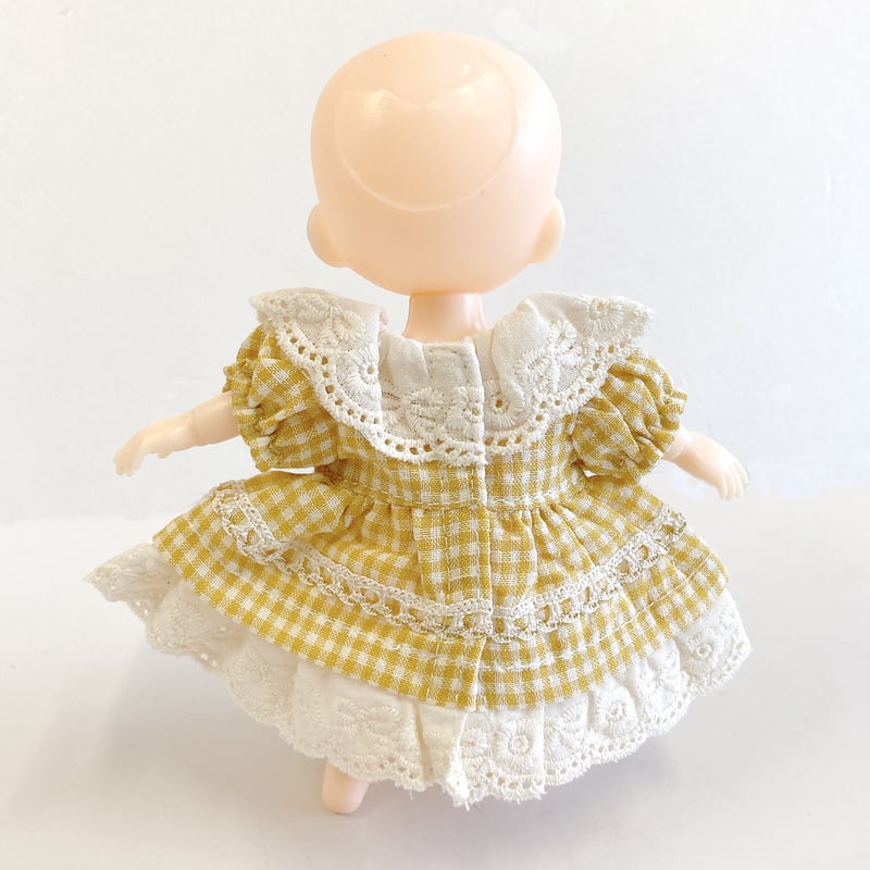 ぬい服】ギンガムチェックフリルワンピース 細身のぬいぐるみ・ドール