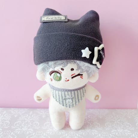 ぬい服　ぬいぐるみ用猫耳ニット帽&スタイセット【10cm用】【推し活グッズ】