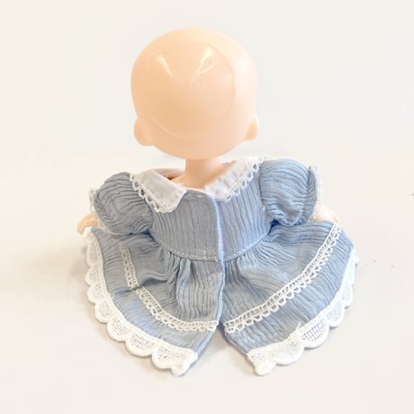 【ぬい服】ギンガムチェックリボン付きコーデュロイワンピース　細身のぬいぐるみ・ドール用