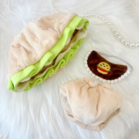 【ぬい服】ぬいぐるみ用着ぐるみ【20cm 用】 ハンバーガー【推し活グッズ】