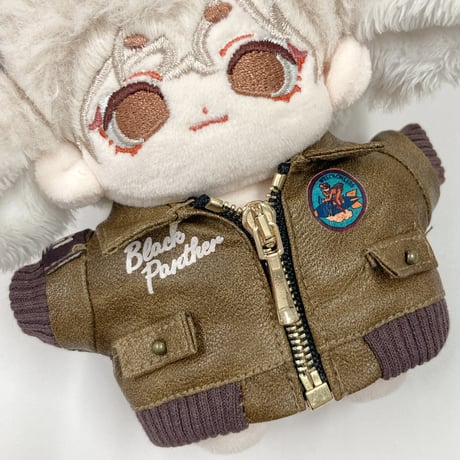 【ぬい服】ぬいぐるみ用ヴィンテージ風革ジャン（10〜15cm用）