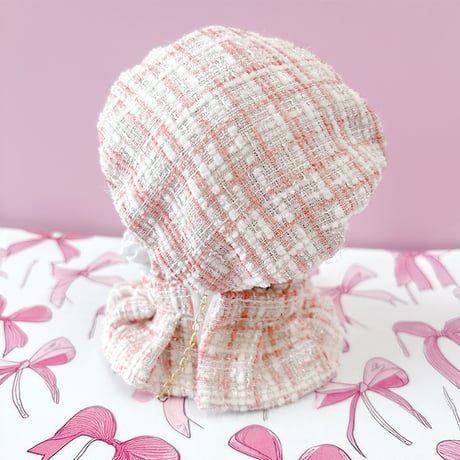 【ぬい服】 ツイードぬい服【10~15cm用】 ワンピース・シャツ・ベレー帽・ネックレス 4点セット【推し活グッズ】